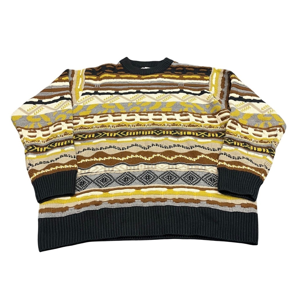 Zara Sweater Mens M Multicolor Coogi Style Textured Knit Abstract Geometric